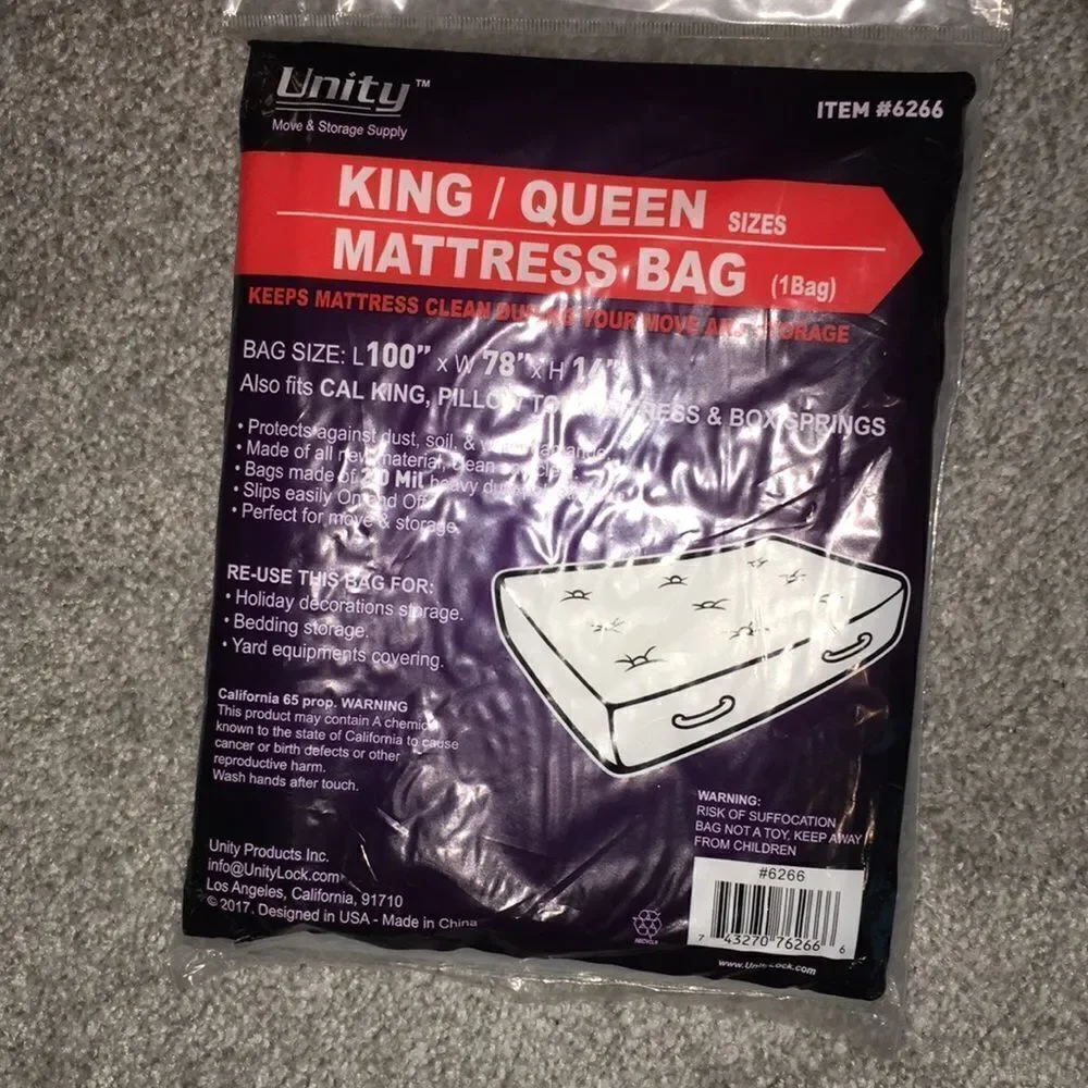2.0!mil moving bag plastic mattress  box spring cover Queen or  king size